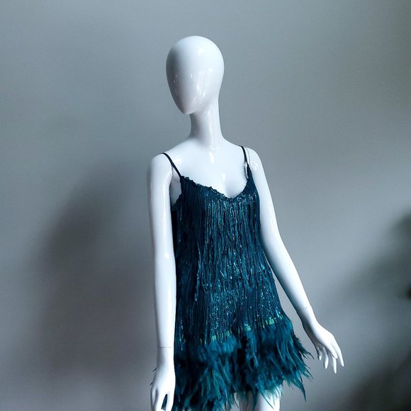 Emerald Green, Twenties Style Sequin Dress - Picture 2 of 4